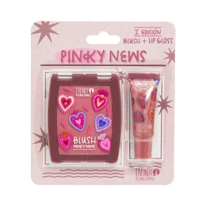 Trendy pinky news blush+lip gloss.